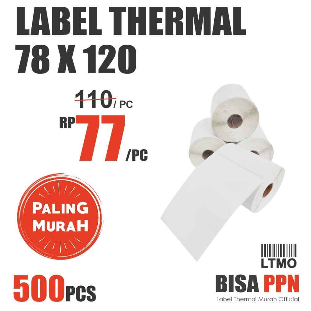 

u-45 Label Barcode MURAH 78 x 120 kertas stiker thermal 80x120 Viral