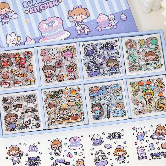 

[Bisa Cod] 1 Box / 200 Lembar Stier Deco Aesthetic Dekorasi Tumbler/Binder/Diary/Case Hp/Laptop/Scrapbook Ruanruan Kitchen. Harga 1 Lembar