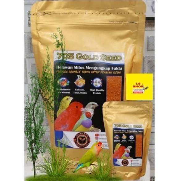 705 gold seed pakan burung lovebird kenari voer blacktroat pemakan bijian gold patee Lampam ID