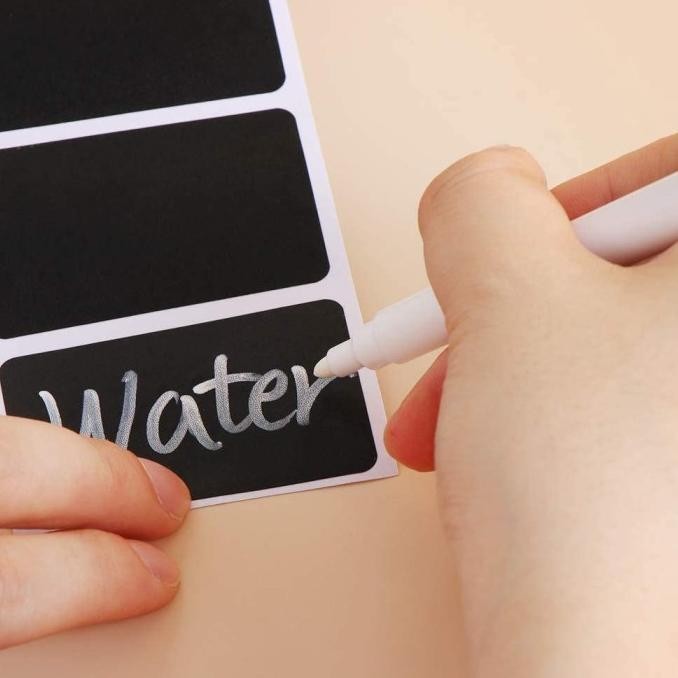 

120Pcs Chalkboard Label Stiker Hitam Roll Lebel Stiker Label Tulisan
