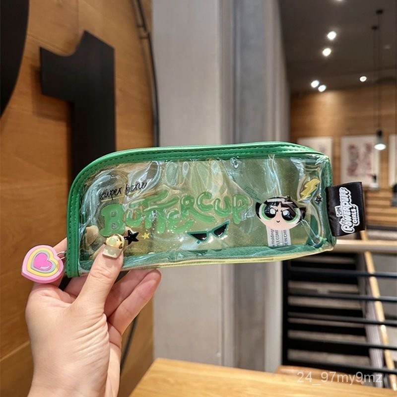 

New Cute Cartoon Pencil CasePVCTransparent Girl Cosmetic Bag Large Capacity Portable Wash Stationery Storage GXTD