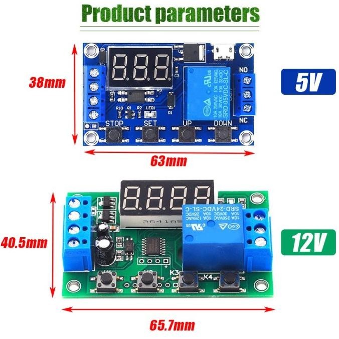 Premium Relay Timer Display Modul Relay Delay Timer DC 5/12V Adjustable High Quality