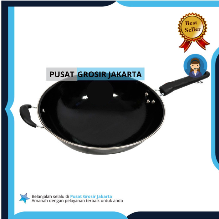 Wajan Anti Lengket Enamel Shinko 32 & 34 Cm / Wajan Enamel Gagang