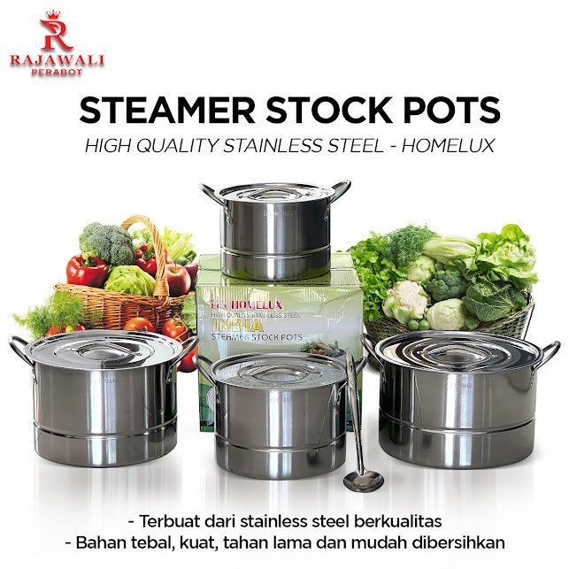 Panci Set Steamer Stock Pot 4 Pcs Homelux India555. Best Seller