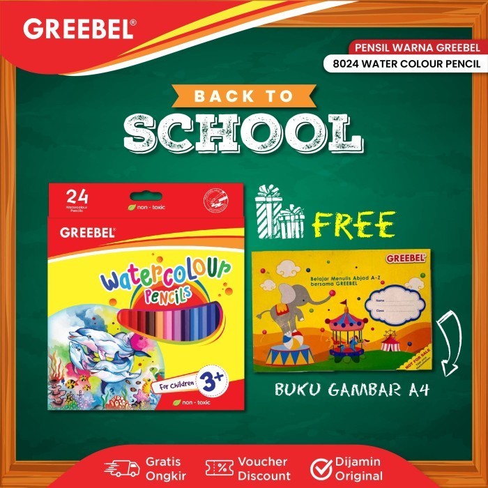 

PENSIL WARNA 8024 WATER COLOR ISI 24 Colouring Color Pencil
