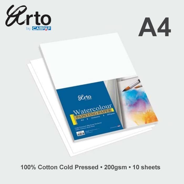 

Arto A4 Watercolour Paper 200 Gsm - 100% Cotton - 10 Sheets