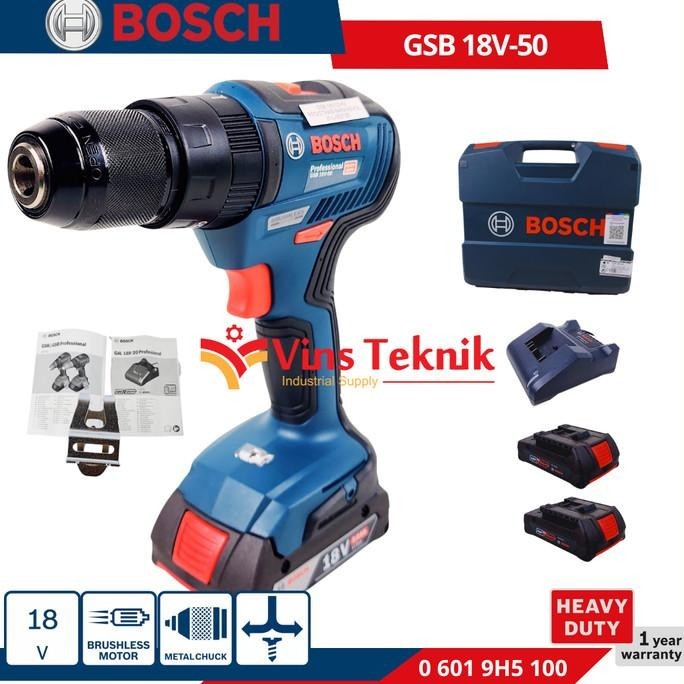 Mesin Bor Baterai Cordless Impact Drill Gsb 18V-50 Bosch Gsb18V-50