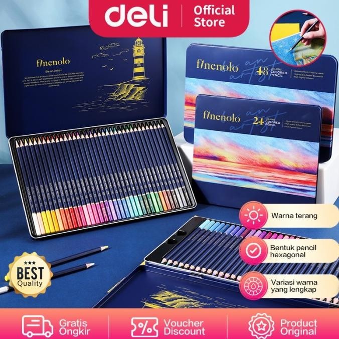 

Deli Colored Pencil Pensil Warna 24 36 48 72 Warna Hybrid Tech EC122