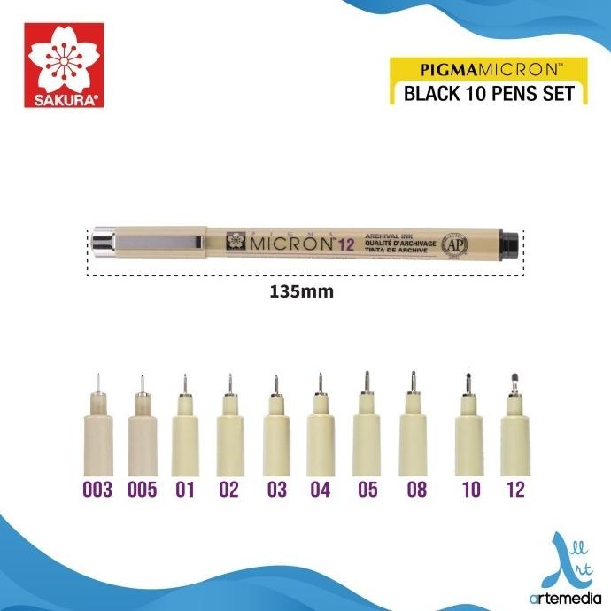 

Drawing Pen Sakura Pigma Micron Set 10 Pigment Ink Pulpen Gambar