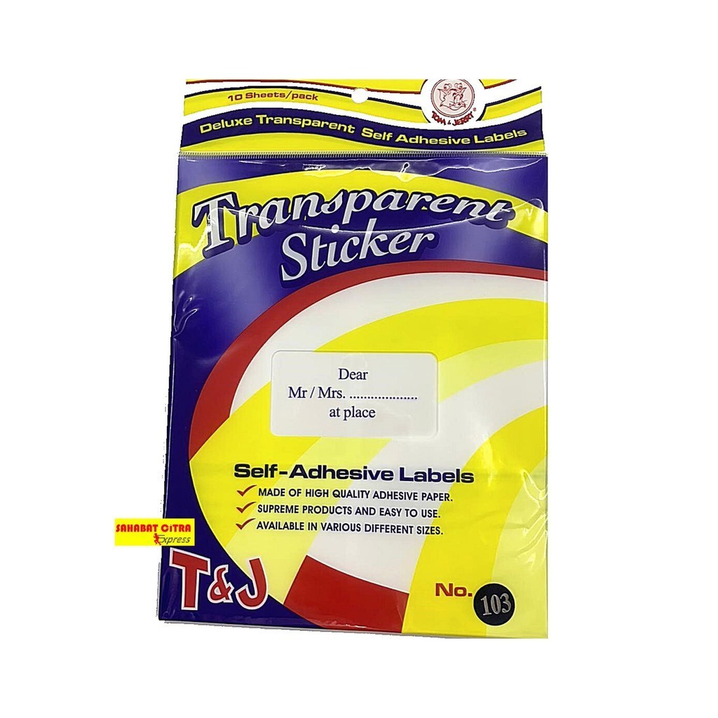 

LABEL TOM JERRY 103 TRANSPARANT ISI 10 SHEET 贴纸
