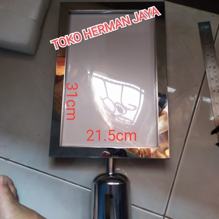 

Sign ard Frame A4 Potrait Signage Stainless Papan Tiang Antrian