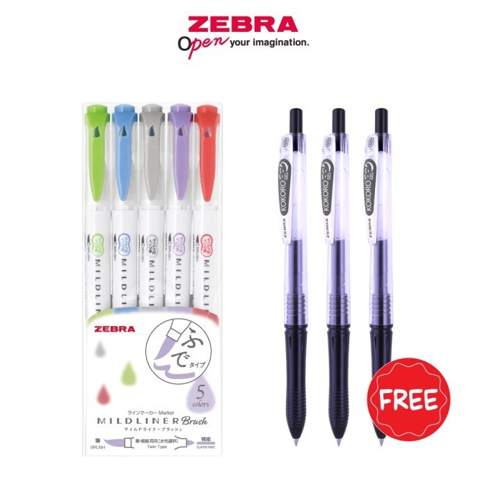 

ZEBRA MILDLINER BRUSH PEN & MARKER DOUBLE ENDED LIGHT - 5C-NC