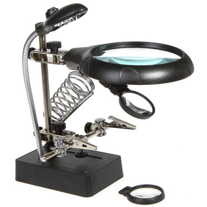 

Kaca Pembesar Helping Hand Alat Pegangan Solder + Lampu LED
