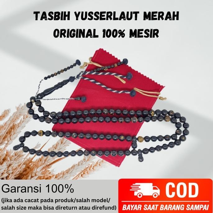 TASBIH YUSER LAUT MERAH ISI 100 BUTIR ORIGINAL MESIR .