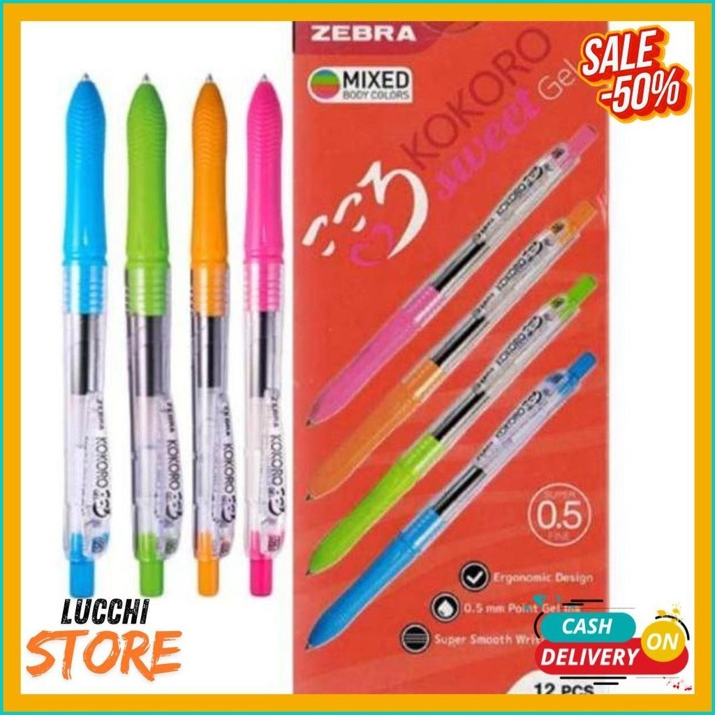

(12Pc) Pulpen Gel Zebra Kokoro Sweet Gel / Bolpoin Kokoro 0.5Mm (6.6)