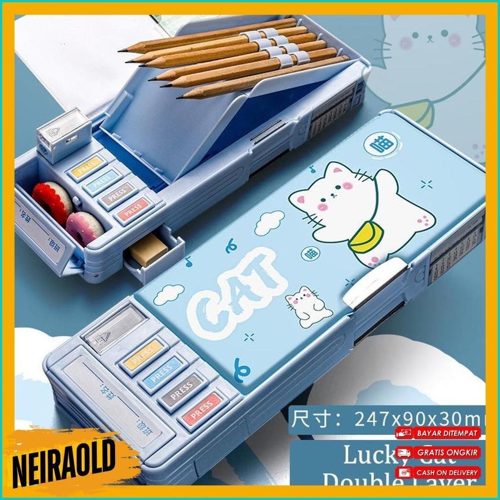 

Kotak Pensil Pola Kartun Lapisan Ganda Tunggal Dengan Rautan Kapasitas (Lagi Rame)