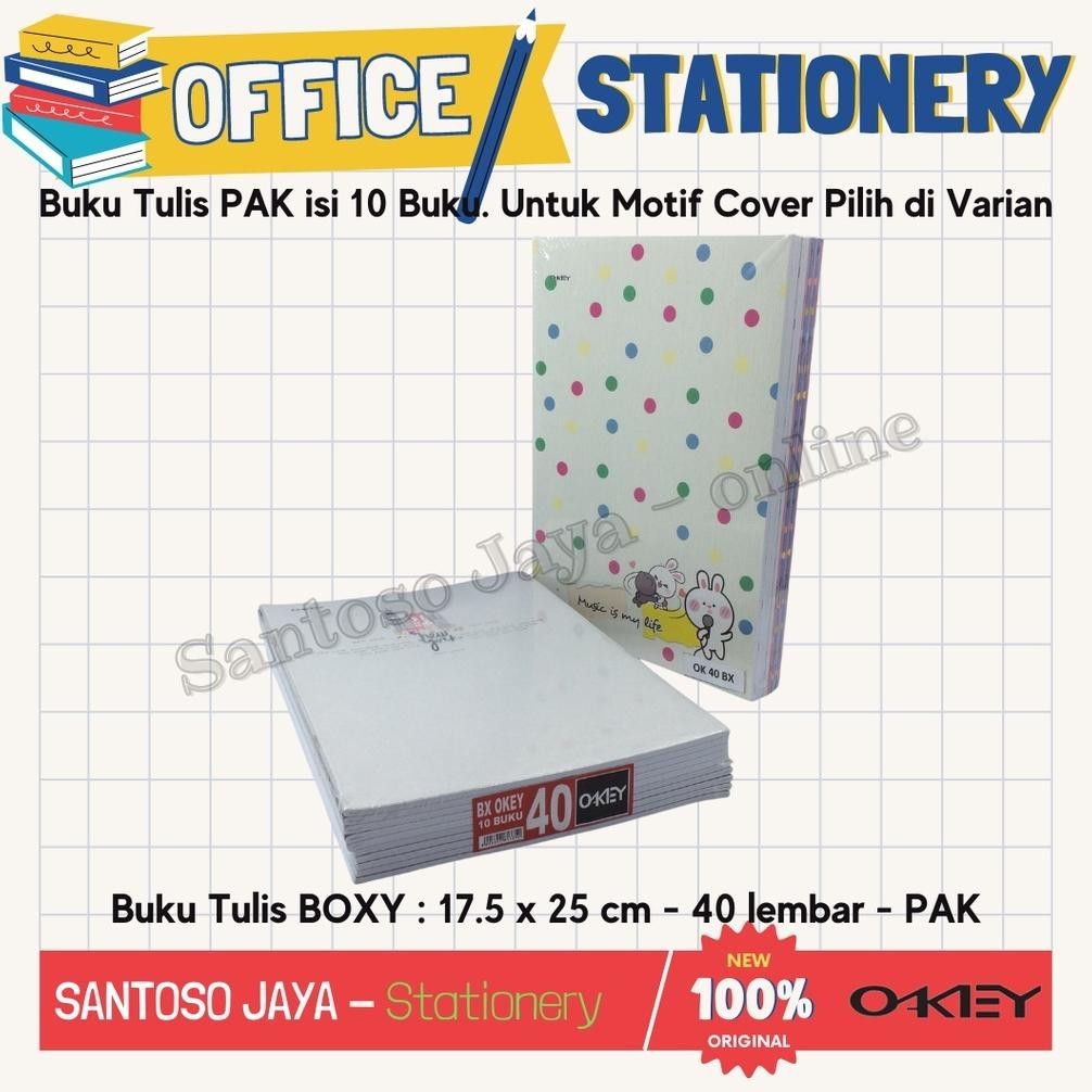 

Flashsale Buku Tulis Boxy Okey By Kiky 40 Lembar B5 17.5X25 Cm Pak - 10 Buku Promo