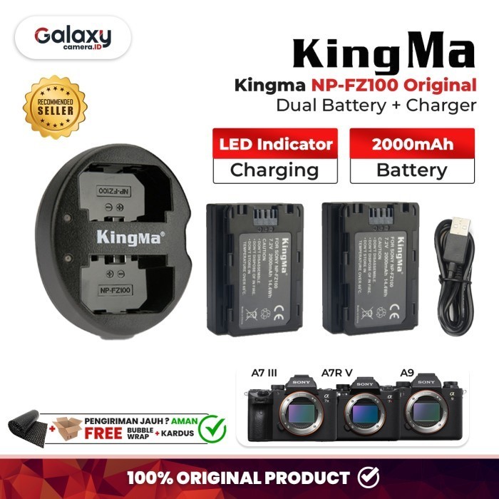 Kingma Dual Battery + Charger Np-Fz100 Baterai Kamera Sony Np Fz100