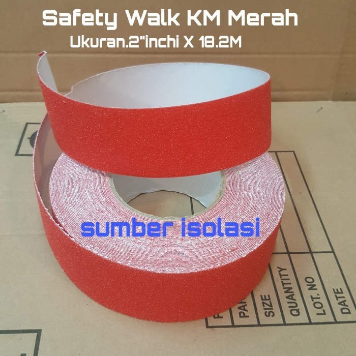 

Safety Walk KM Merah Lakban Lantai Anti slip 2"inchi x 18.2M Red