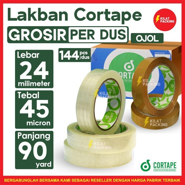 

Lakban Cortape Setara 24mm x 90 yard 1 Dus OJOL
