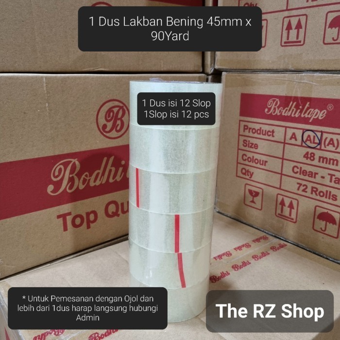 

Lakban Bening 45mm x 90Yard per dus, 1Dus Lakban Bening 90Yard