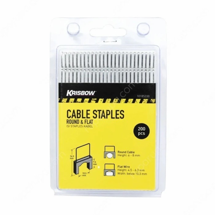 

Krisw Set Kabel 200 Pcs Round and Flat Cable Staples