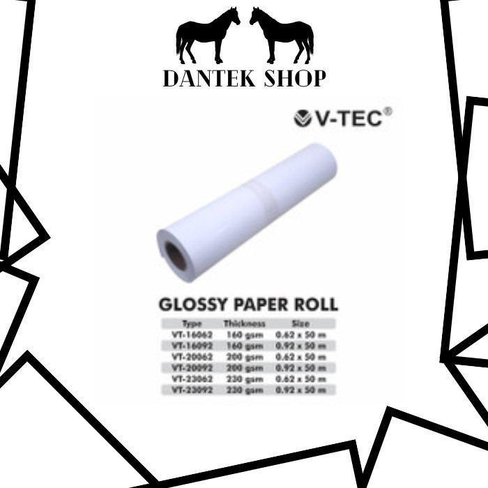 

GLOSSY PHOTO PAPER ROLL 0,92x50M 230GSM V-TEC VT-23092