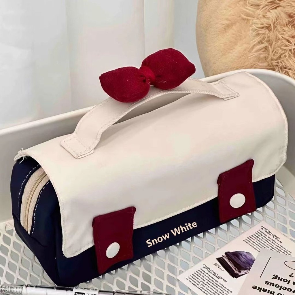 

New Snowyprincess Color Matching Portable Pencil Case Niche Students Good-looking Multifunctional Stationery Storage Pencil Bag