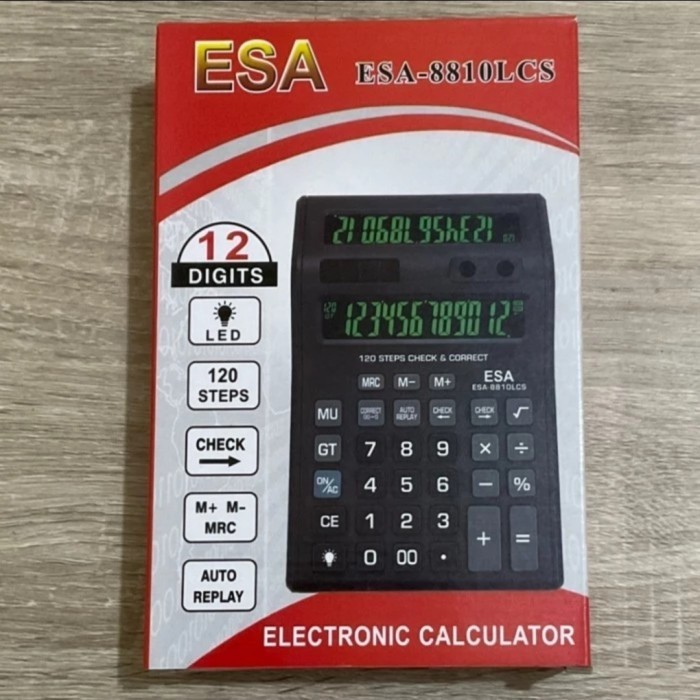 

ESA-8810LCS 12 Digit CALCULATOR 2 LAYAR HIJAU- Kalkulator NYALA 8810