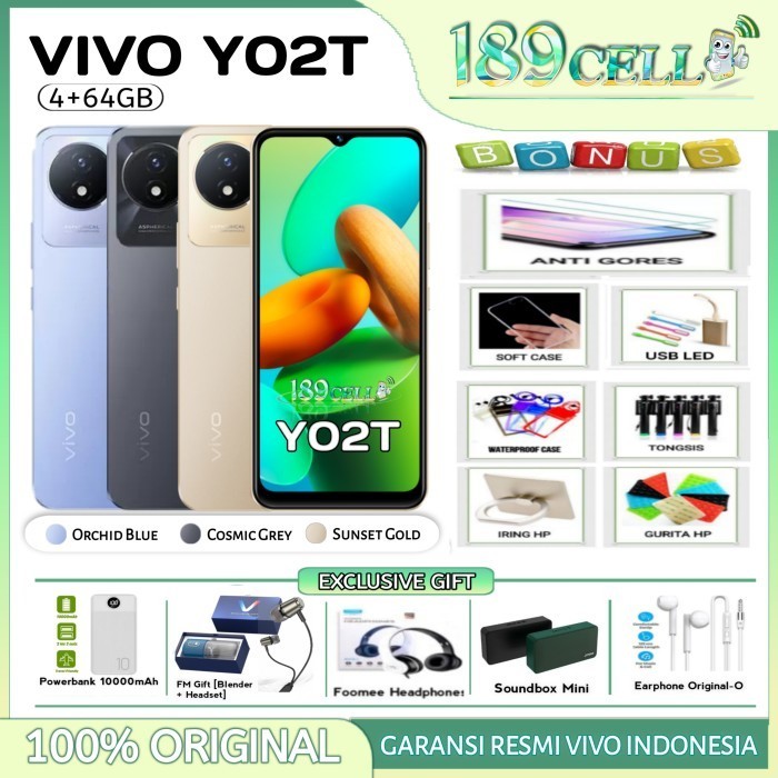 VIVO Y02T RAM 4/64 VIVO Y 02T VIVO Y02T 4/32 4/128 GARANSI RESMI