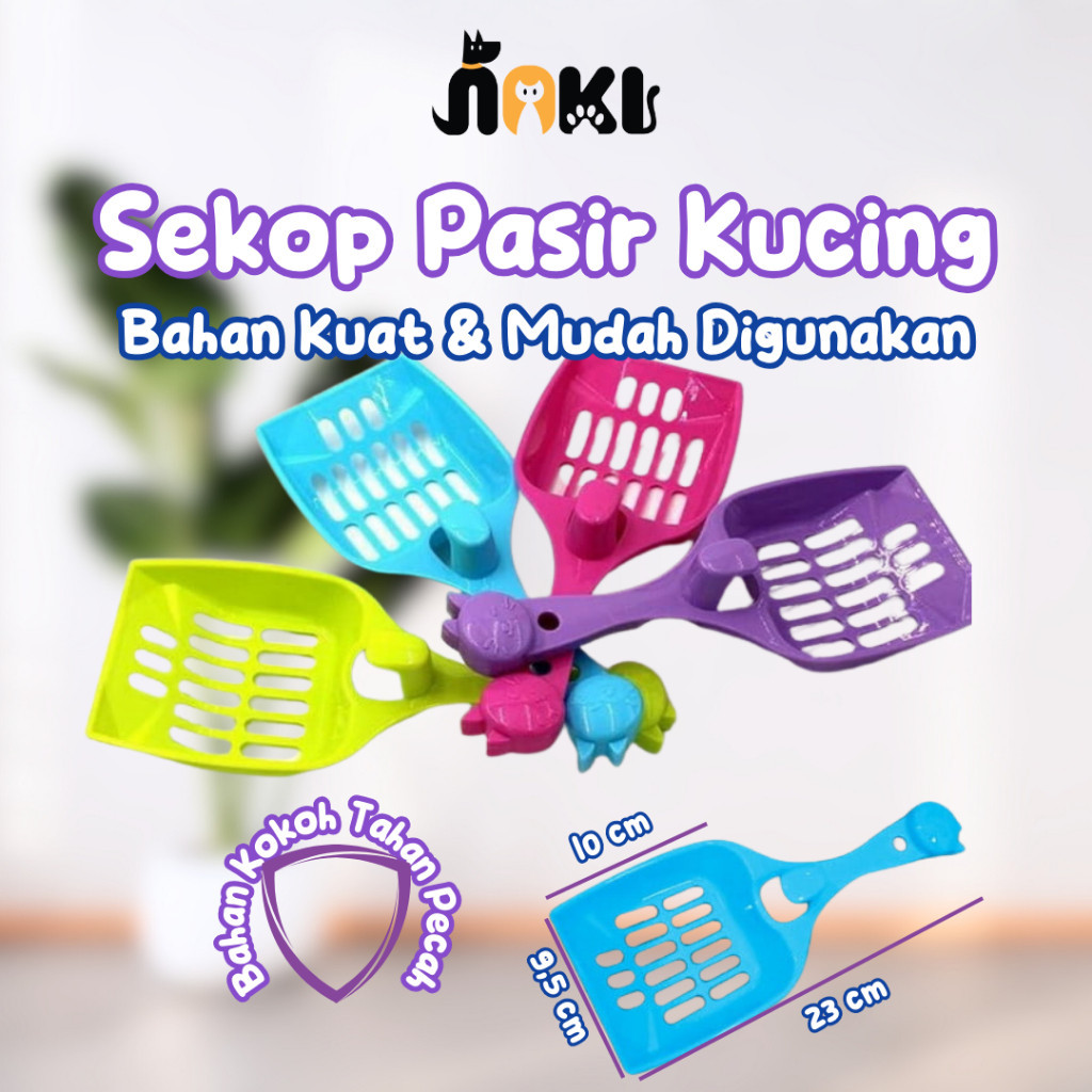 [GROSIR] SEKOP PASIR KOTORAN KUCING KARAKTER PASTEL TEBAL SERBAGUNA GAGANG PANJANG BESAR LUBANG KECI