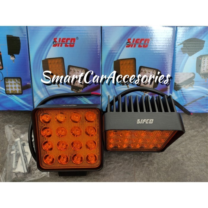 Lampu Kerja Tembak Sorot Foglamp Kotak 16 Led Cree 48watt SIFCO Kuning