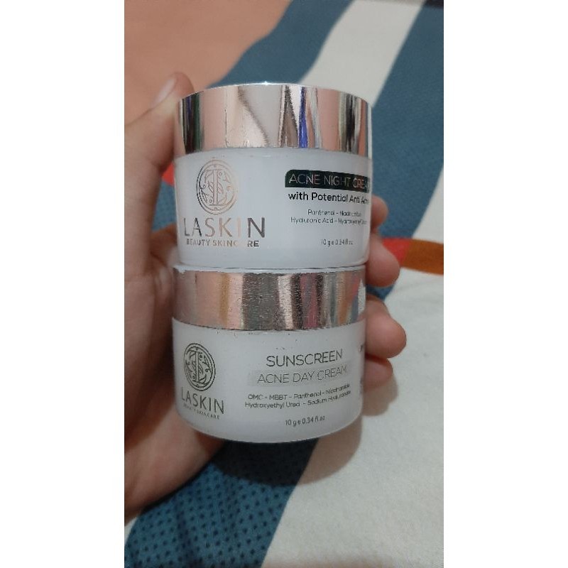PRELOVED SKINCARE LASKIN ACNE NIGHT CREAM & ACNE DAYCREAM