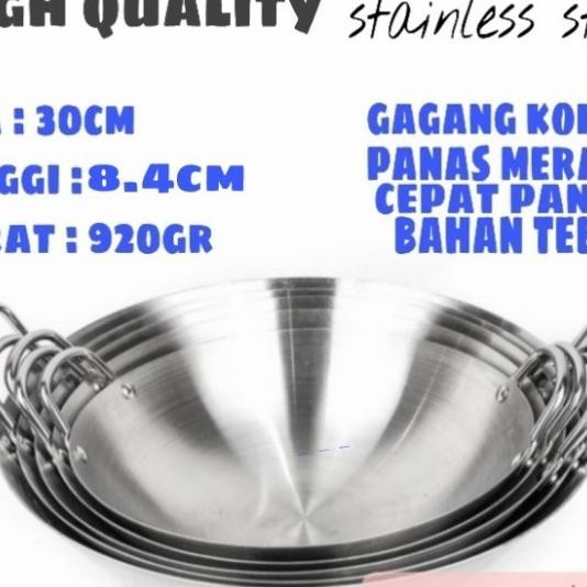 Wajan Stainless Tebal 30Cm Subron Wajan Masak Kuali Ggorengan