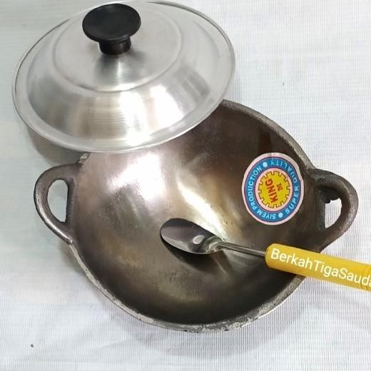 Kuali Serabi Wajan Serabi,Kue Cucur Besi Tebal +Tutup+1Cukilan