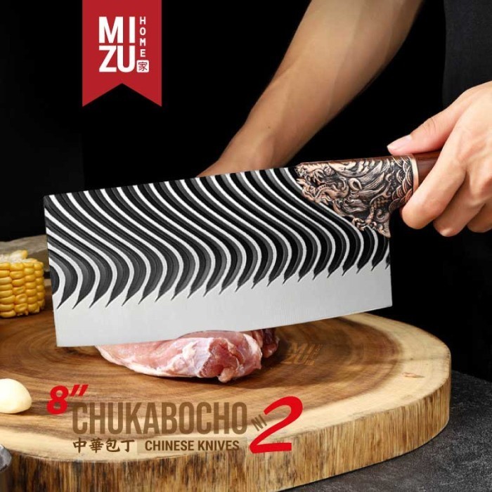 Mizu Chukabocho-Ni Chinese Chef'S Knife Chopper Knife Stainless Kitchen Knife Pisau Daging Piso