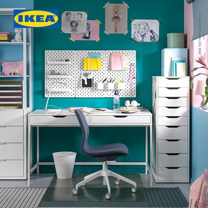 Ikea Alex Meja Kerja Dengan Penyimpanan Serbaguna 132X58 Cm