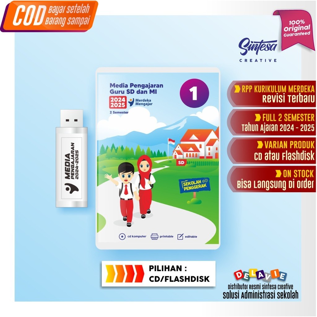 CD/FLASHDISK RPP PERANGKAT PEMBELAJARAN SD/MI KELAS 1 MODUL AJAR KURIKULUM MERDEKA SINTESA CREATIVE