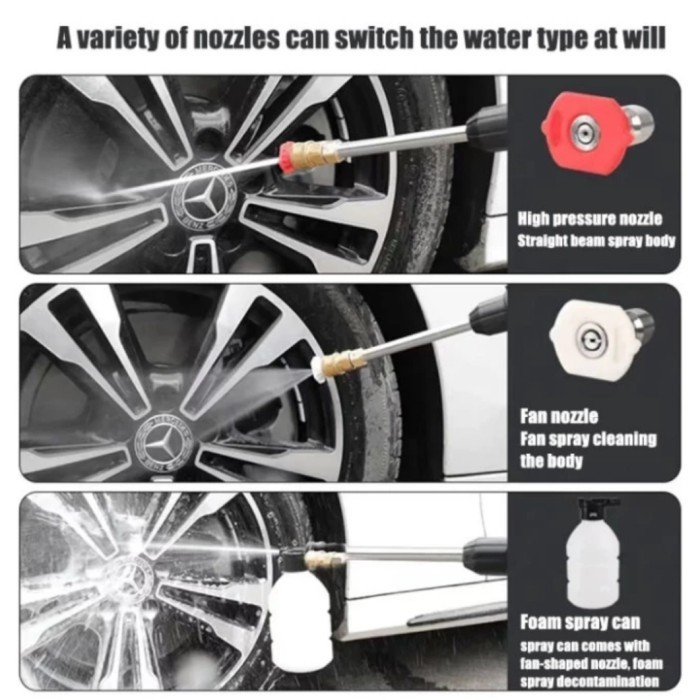 Semprotan Air Cuci Mobil Mobil / Motor Portable Baterai Alat Steam