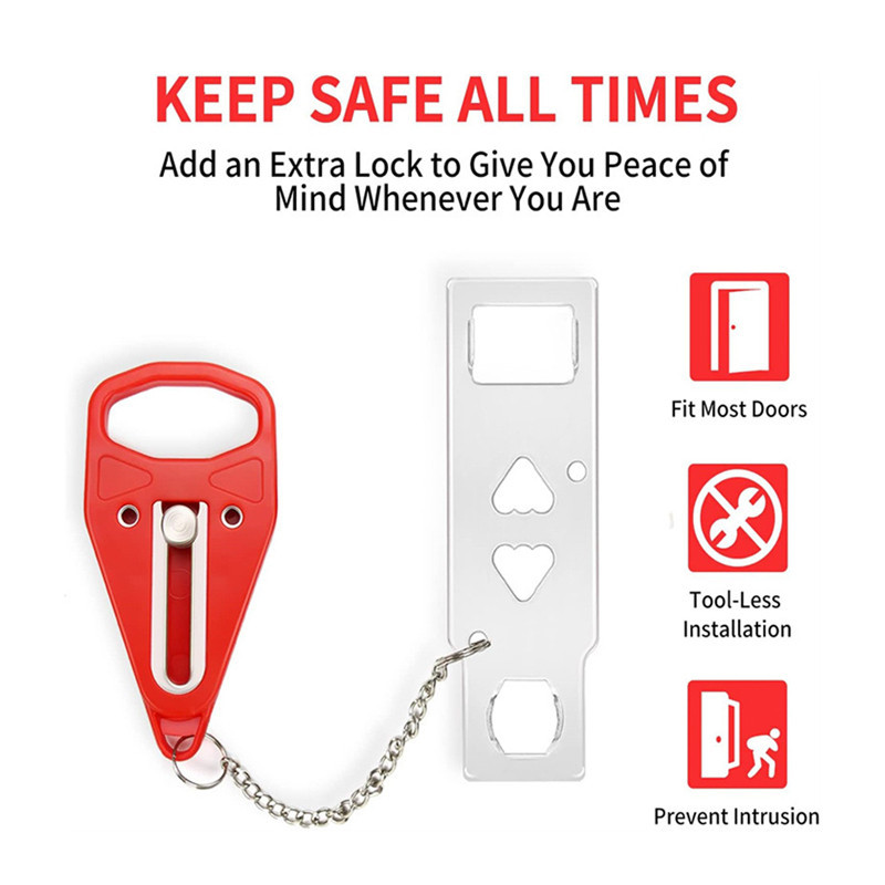 Portable Door Lock/ Kunci Pintu Anti-Maling,Kunci Ganda Pintu Kamar/Anak Cewek Keamanan Kunci Pintu