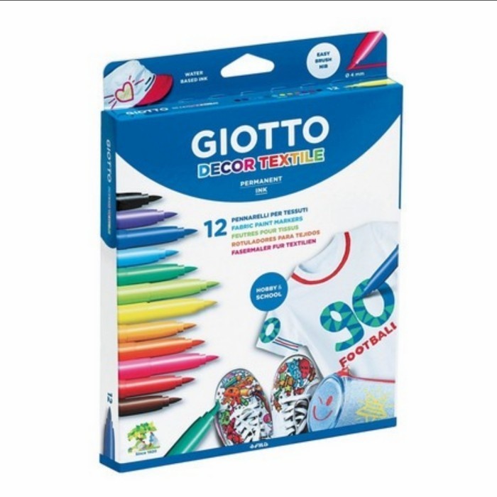 

Sarila Spidol Kain Permanen Giotto Decor Textile 12 Marker Kanvas Baju Sepatu