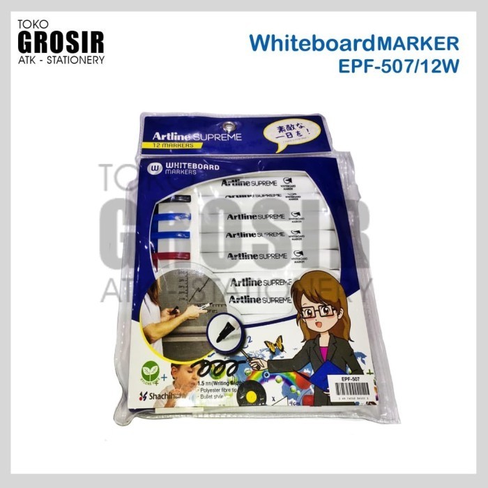 

Sarila Spidol Artline Supreme Whiteboard Marker Set 12 Pcs Epf-507/12W