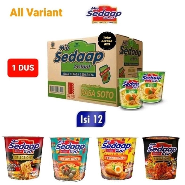 

New Produk 1 Dus Mie Sedaap Cup All Varian Rasa Isi 12 Pcs .