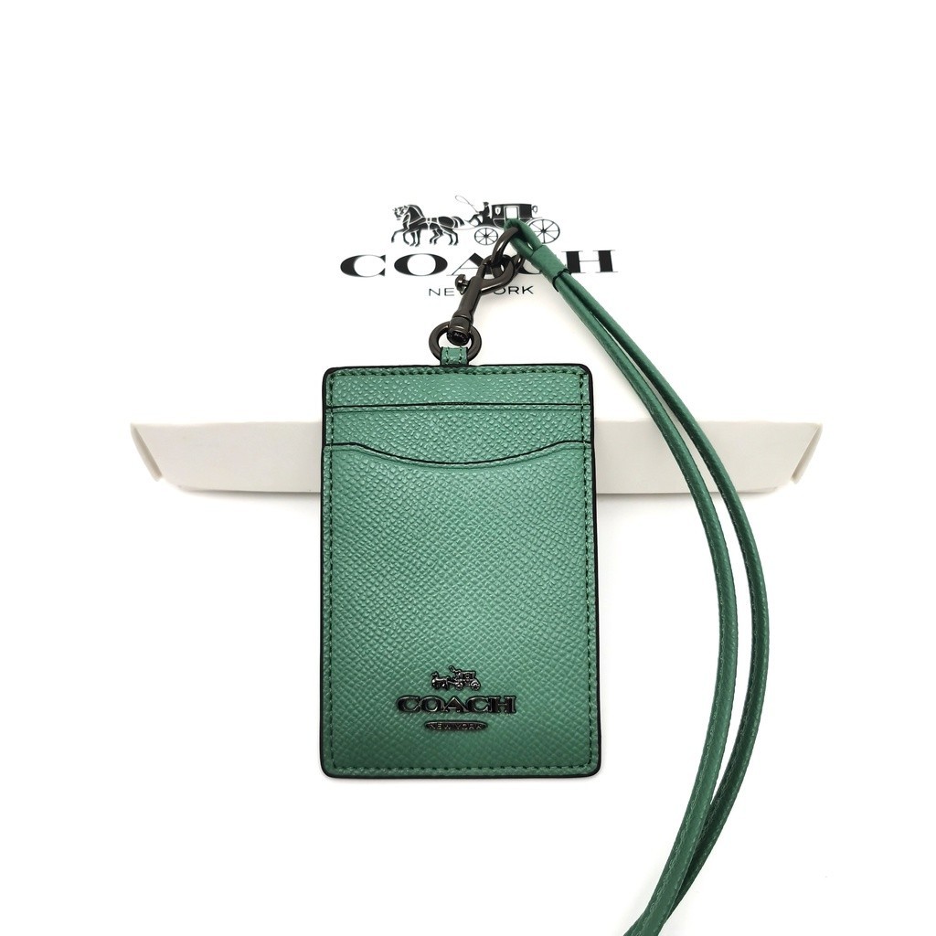 

Coach Metal logo Card Holder Lanyard Green
