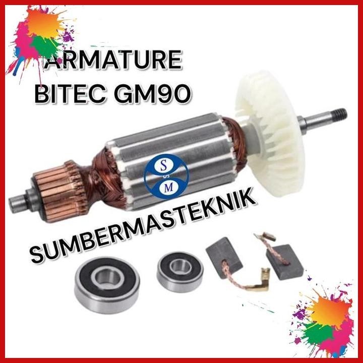 (smt) armature bitec gm90 free carbon brush angker rotor mesin gerinda bitec gm 90 kw