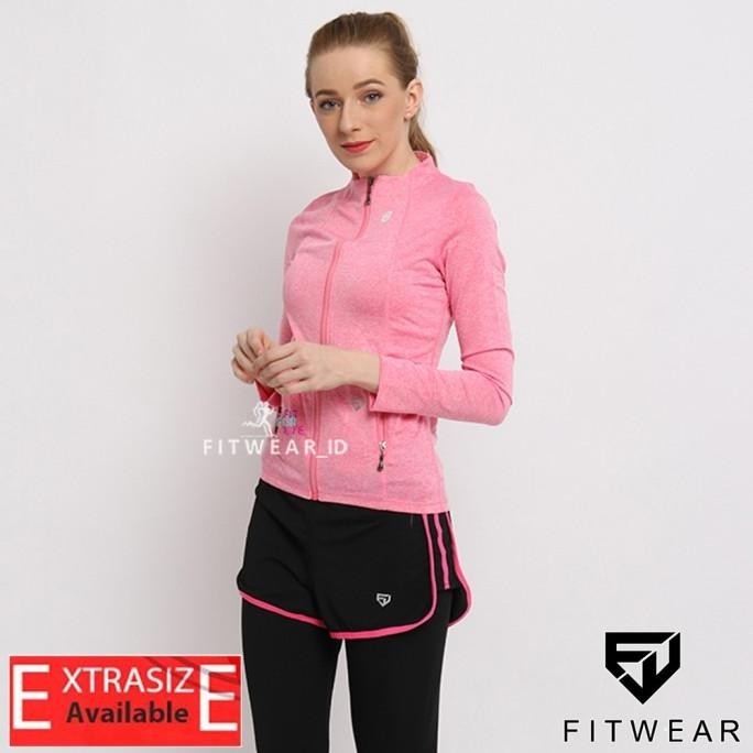 Jaket Olahraga Wanita Fitwear (Running,Sepeda,Gym ) HIGH NECK [PINK