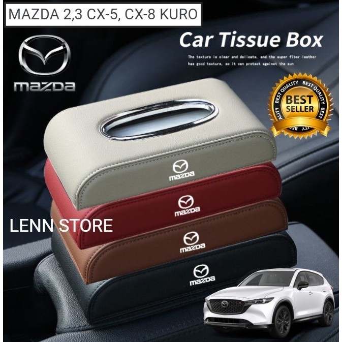 Kotak Tempat Tisu Mobil Kulit Mazda 2,3,6 CX-5 Kuro CX-8 CX-9 Kuro K02