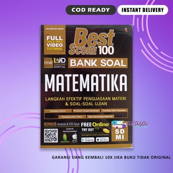 

BUKU PELAJARAN BEST SCORE 100 BANK SOAL MATEMATIKA SD MI KELAS 4, 5, 6