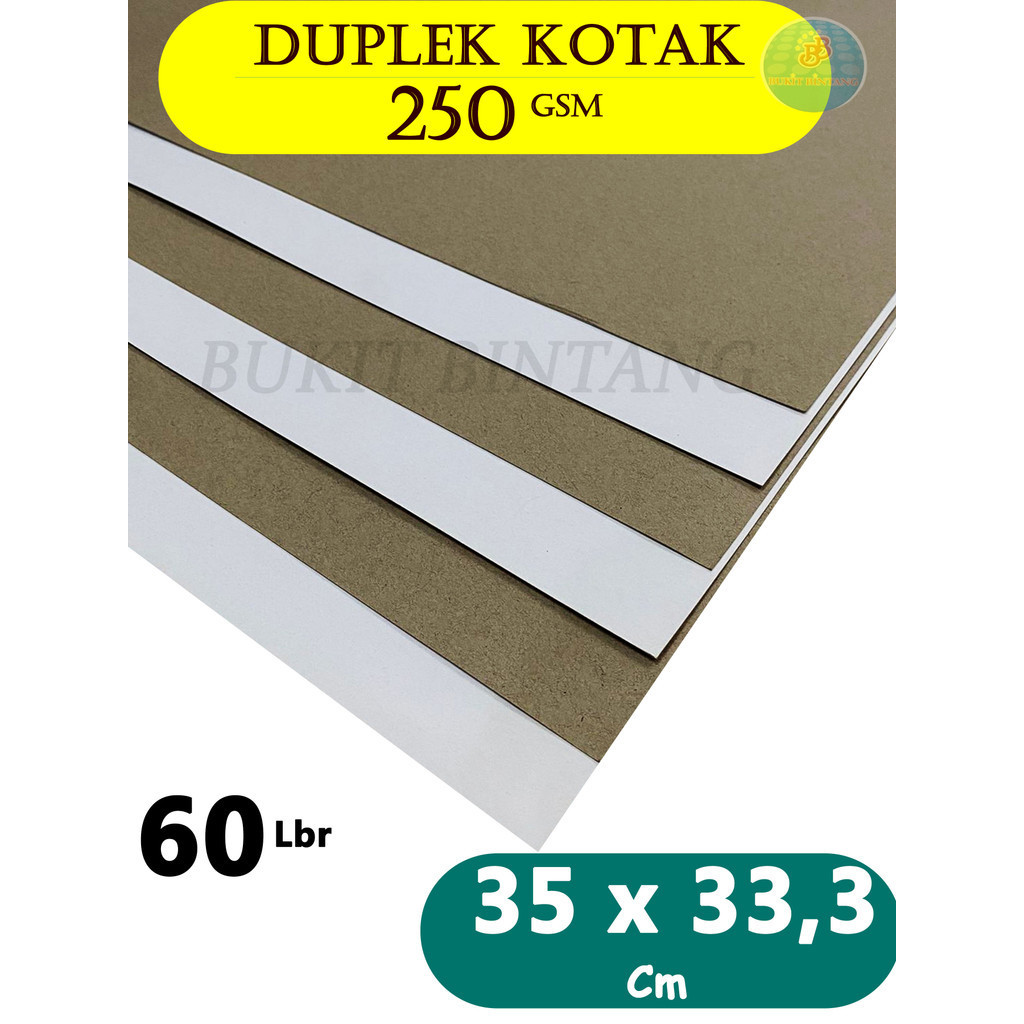 

Duplek Coated / Duplek Kotak 250 Gsm Ukuran 35 x 33,3 Cm , isi 60 Lembar