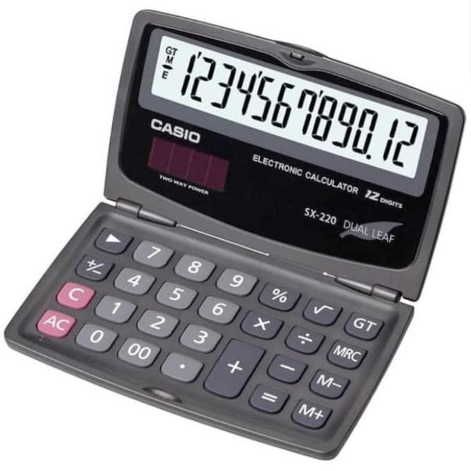

KALKULATOR LIPAT DUAL LEAF CASIO SX 220 ORIGINAL BERGARANSI 12 DIGIT